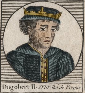 Ritratto di Dagoberto II, re dei Franchi dal 711 al 716 - Dagoberto II (676-679), re di Austrasia - incisione da 