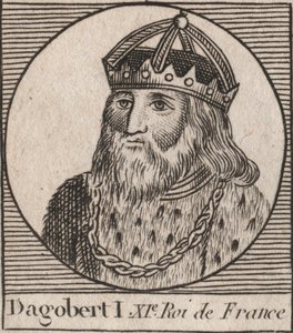 Ritratto di Dagoberto, Re dei Franchi dal 628 al 638 - Dagoberto (605-39) Re dei Franchi - incisione da 