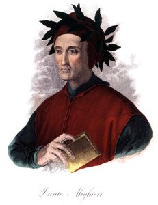 Ritratto di Dante (1265-1321), poeta italiano, incisione del XIX secolo