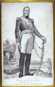 Ritratto di Edouard Adolphe Casimir Joseph Mortier, Duca di Treviso (1768-1835), Maresciallo di Francia. Incisione del XIX secolo da Unknown artist