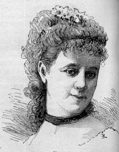 Ritratto di Emilie Broisat (1848-1929), comica francese, membro della Comédie Française. Incisione in 
