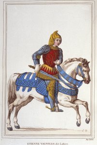 Ritratto di Etienne de Vignoles o Vignolles detto La Hire (Lahire). Guerriero francese 1390-1443. Incisione del 1830