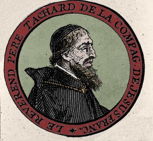 Ritratto di Padre Guy Tachard, missionario in Siam nel 1685. Incisione da un Atlante del XVII secolo da Unknown artist