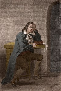 Ritratto di François Babeuf detto Gracchus (1760-1797), rivoluzionario francese, che si pugnala - Incisione anonima