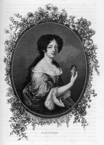 Ritratto di Gabrielle de Rochechouart de Mortemart, Marchesa de Thianges (1633-1693), aristocratica francese - Incisione del 1862 in "Le Regine del Mondo" dei nostri primi scrittori. Libro pubblicato sotto la direzione di J. G. D. ARMENGAUD.