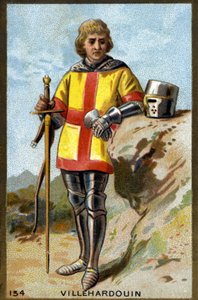 Ritratto di Geoffroi de Villehardouin (1150 - 1213). Cromolitografia della fine del XIX secolo