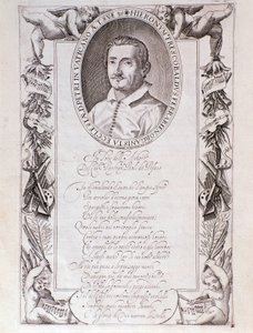 Ritratto di Girolamo Frescobaldi (1583-1643) compositore italiano (incisione dal frontespizio della partitura di 