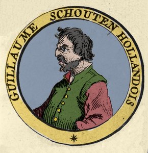 Ritratto di Guillaume Schouten, navigatore olandese. Incisione del XIX secolo