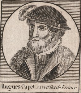 Ritratto di Ugo I Capeto (ca. 941 - 996), Duca di Francia poi Re di Francia - Ritratto di Ugo I Capeto (c941-996), Re di Francia - incisione da 