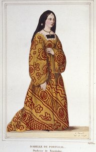 Ritratto di Isabella del Portogallo (1397-1472) Duchessa di Borgogna moglie di Filippo il Buono. Incisione del 1830 da Unknown artist
