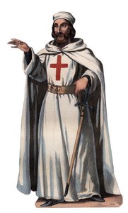 Ritratto di Giacomo di Molay (Jacques de Molay) (1243-1314), Gran Maestro dei Cavalieri Templari. Incisione del 1842 in "Histoire des popes" di Maurice Lachatre. Collezione privata.