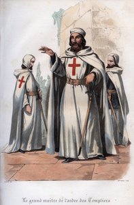 Ritratto di Jacques de Molay (1243-1314), Gran Maestro dei Cavalieri Templari. Incisione del 1842 in "Histoire des papes" di Maurice Lachatre. Collezione privata