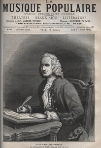 Ritratto di Jean-Philippe Rameau (1683-1764), compositore francese - incisione in "La musique populaire" giornale illustrato settimanale - 1882