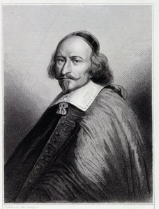 Ritratto di Giulio Mazzarino (1602-1661), Cardinale e politico francese - in "Histoire des Français" di Lavallée, incisione, sd da Unknown artist