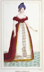 Ritratto di Laetitia Bonaparte (Letizia Maria Ramolino) (1750-1836), madre di Napoleone I. Incisione del 1830. da Unknown artist