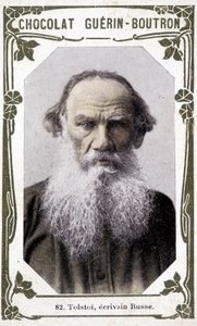 Ritratto di Lev Nikolayevich, Conte Tolstoy (Lev Tolstoj), scrittore russo (1828-1910). Vignetta dei cioccolatini Guérin - Boutron da Unknown artist