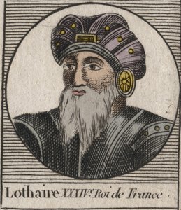Ritratto di Lotario (941-986), Re dei Franchi - Lotario (941-986) Re di Francia - incisione da 