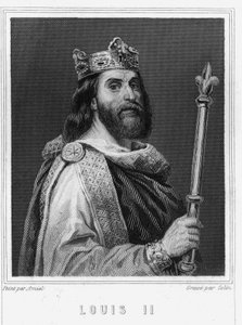 Ritratto di Luigi II il Balbo o il Pigro (846 - 879), Re di Francia - in "Histoire des Français" di Lavallée, incisione, sd da Unknown artist