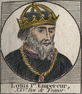 Ritratto di Luigi I il Pio (778-840) Re di Francia, Imperatore del Sacro Romano Impero - incisione da "Instruction sur l