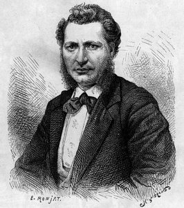 Ritratto di Louis Riel (1844-1885), politico canadese e difensore del popolo Métis. Incisione in "Le journal de la jeunesse". da Unknown artist