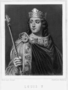 Ritratto di Luigi V il Pigro (967 - 987), Re di Francia - in "Histoire des Français" di Lavallée, incisione, sd da Unknown artist