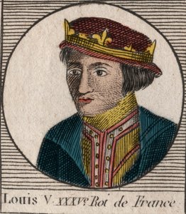Ritratto di Luigi V il Fannullone (967-987), Re di Francia - Luigi V il Pigro (967-987) - incisione da 
