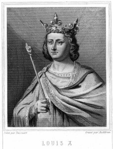 Ritratto di Luigi X il Testardo (1289 - 1316), Re di Francia - in "Histoire des Français" di Lavallée, incisione, sd. da Unknown artist