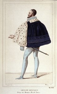 Ritratto di Luigi de Gonzague, Duca di Mantova, ora per il suo matrimonio nel 1565 con Enrichetta di Clèves, il nuovo Duca di Nevers. Incisione del 1830 da Unknown artist