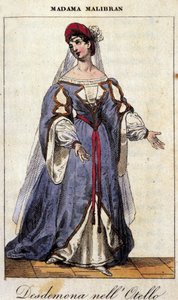 Ritratto di Maria Garcia detta la Malibran nel ruolo di Desdemona per "Otello" di Gioachino Rossini. Teatro alla Scala 1833 da Unknown artist
