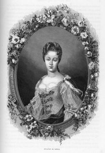 Ritratto di Maria Adelaide di Savoia (1685-1712) - incisione del 1862 in “The Queens of the World” dei nostri primi scrittori. Libro pubblicato sotto la direzione di J. G. D. ARMENGAUD