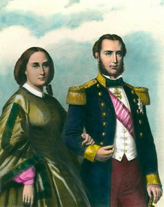 Ritratto di Massimiliano I (1832-1867) Imperatore del Messico e sua moglie Carlotta del Belgio (1840-1927). Illustrazione del XIX secolo. Collezione privata da Unknown artist