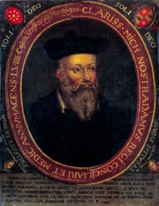 Ritratto di Nostradamus, Michel de Notre Dame (1503 - 1566) astrologo e medico francese. Incisione su rame da Unknown artist