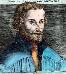 Ritratto di Philippe Schwarzerd detto Melanchton (1497 - 1560), riformatore protestante tedesco (luterano). Incisione del XVI secolo