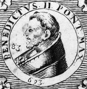 Ritratto di Papa Benedetto II. Incisione del XIX secolo.