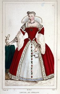 Ritratto della regina Luisa di Lorena (1553 - 1601), moglie di Enrico III. Incisione del 1830