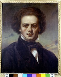 Ritratto di Robert Schumann, compositore tedesco. Dipinto anonimo intorno al 1840. Museo Teatrale alla Scala