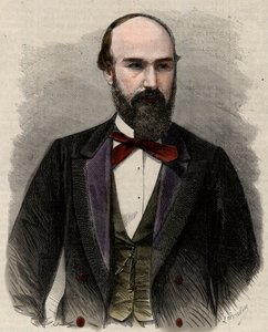 Ritratto di Santos Gutierrez (1820-1872), politico ed ex presidente degli Stati Uniti di Colombia. Incisione in "L