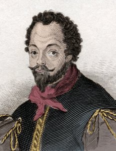 Ritratto di Sir Francis Drake (1540-1596), corsaro e navigatore inglese. Incisione del XIX secolo da Unknown artist