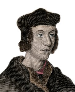 Ritratto di Sir John Fortescue de Salden (circa 1531-1607), politico inglese, Cancelliere dello Scacchiere. Incisione del XIX secolo. da Unknown artist