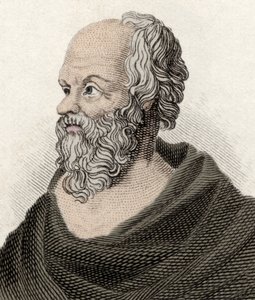 Ritratto di Socrate (470-399 a.C.), filosofo greco. Incisione del XIX secolo da Unknown artist