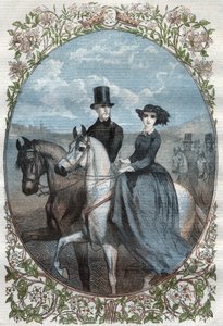 Ritratto delle Loro Altezze Reali Principessa Vittoria (1840-1901) (figlia della Regina Vittoria) e Principe Ereditario Federico Guglielmo di Prussia (1831-1888). Incisione del 1858 da Unknown artist