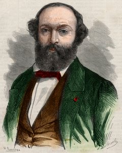 Ritratto di Théodore Rousseau (1812-1867), pittore francese. Incisione in "The Illustrous Universe"