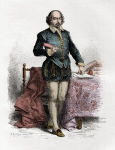 Ritratto di William Shakespeare (1564-1616), scrittore inglese - Incisione in 