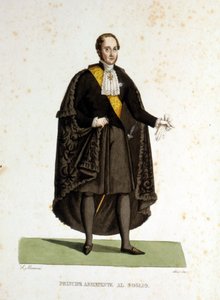 Ritratto di un principe assistente della Santa Sede che ha servito durante cerimonie e visite. Incisione del XIX secolo. da Unknown artist