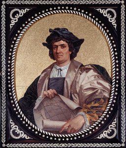 Ritratto del navigatore italiano Cristoforo Colombo (Cristoforo Colombo, Cristobal Colon) (1451-1506) Mosaico da Unknown artist