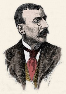 Ritratto dello scrittore e diplomatico portoghese Jose Maria de Eeca de Queiros o Queiroz (1845-1900). Incisione del XIX secolo da Unknown artist