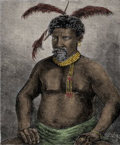Ritratto del re Zulu Cetshwayo (1826-1884). Incisione del XIX secolo