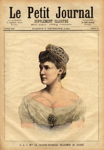 Ritratto della grande duchessa Vladimir di Russia, nata nel 1854, principessa Maria di Mecklenburg-Schwerin, sposata nel 1874 con il fratello minore dello zar, granduca Vladimir Alexandrovich Romanov, incisione in 