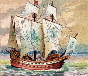 Caracca portoghese - Rappresentazione di una caracca (nave) della flotta portoghese della fine del XV secolo. da Unknown artist