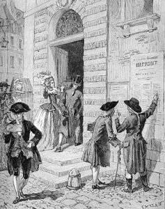 Manifesto messo in atto dal ministro e controllore generale delle finanze Charles Alexandre de Calonne (1734-1802) che incoraggia un prestito. Incisione del XIX secolo. In 